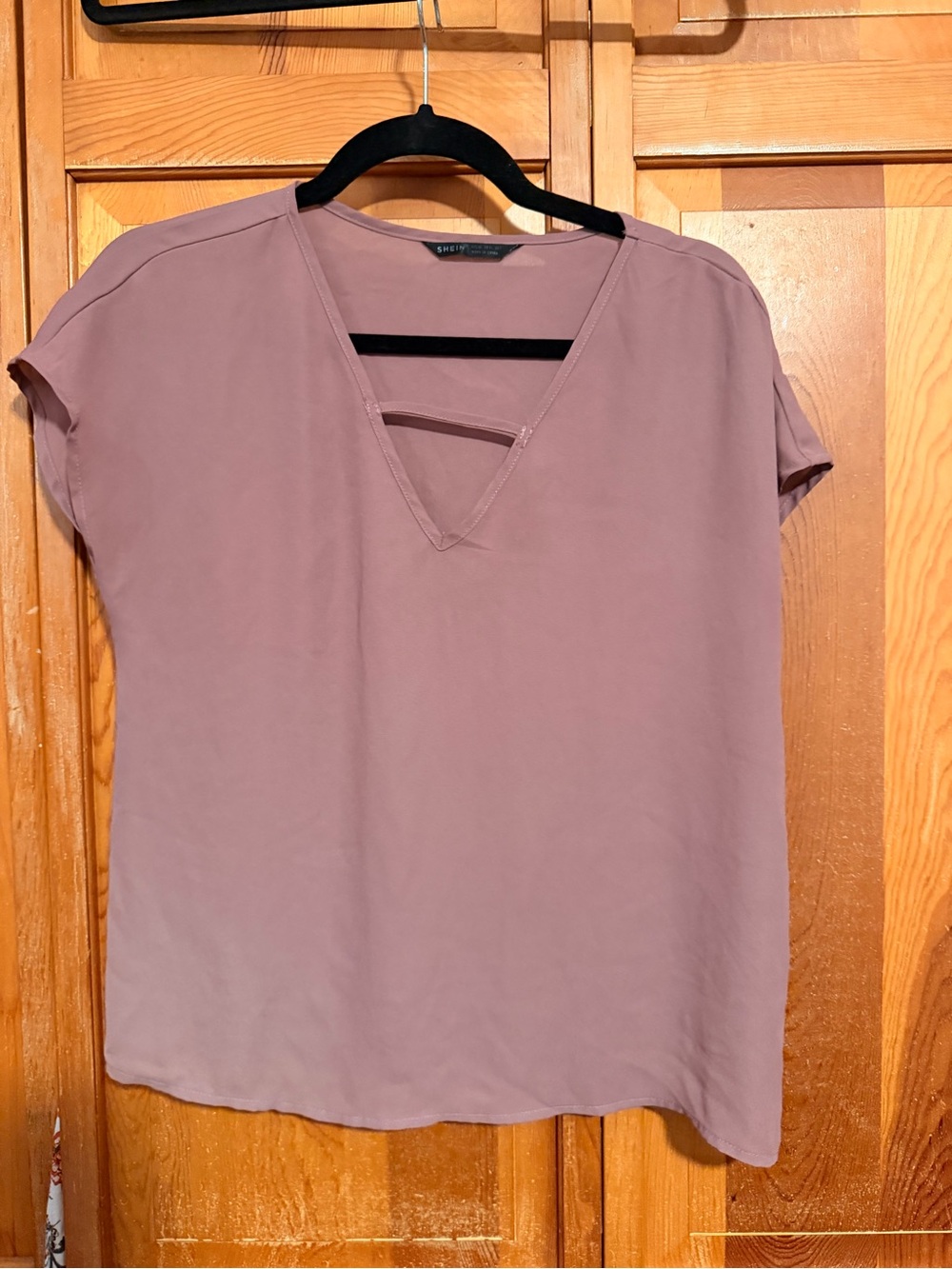 SHEIN Dusty Rose V-Neck Short Sleeve Blouse